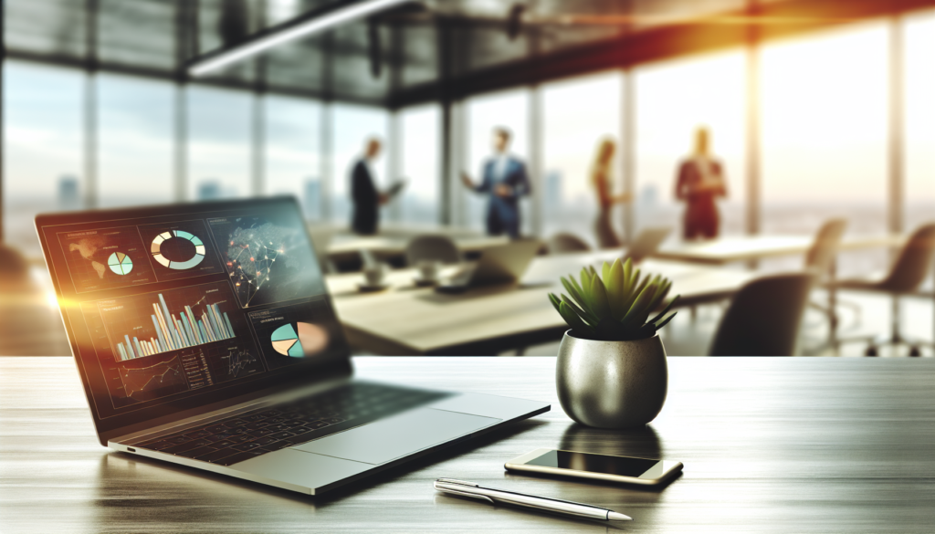 Téléprospection btob moderne avec bureau élégant laptop innovant et smartphone connecté dans environnement de travail dynamique